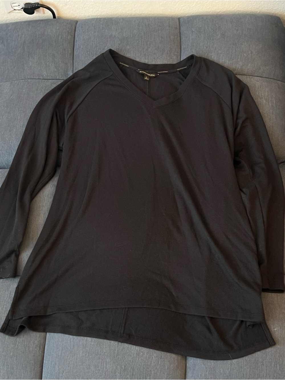 Banana Republic Black V-Neck Long Sleeve Top